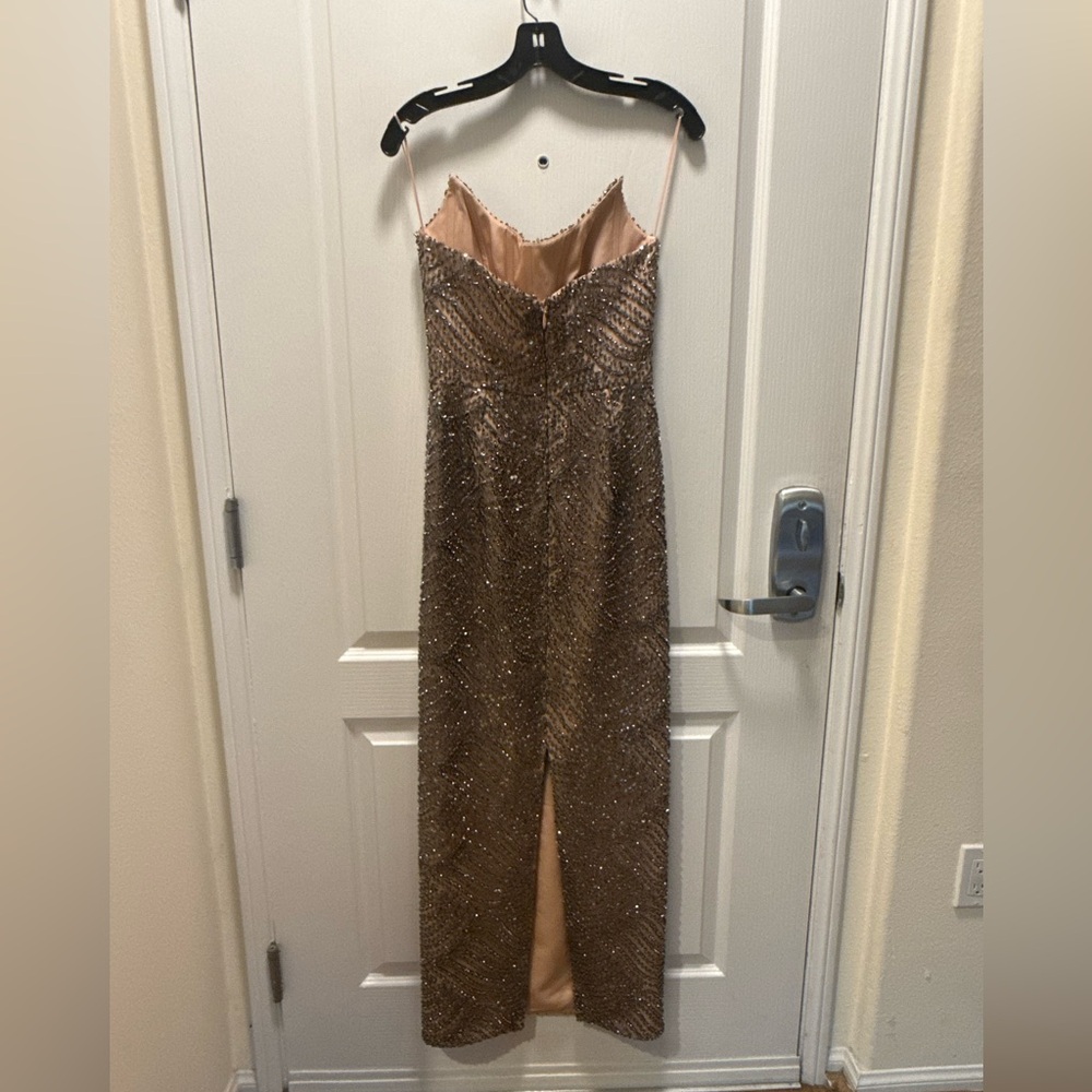 Sequin Strapless Column Evening Dress - Bronze - Picture 10 of 10